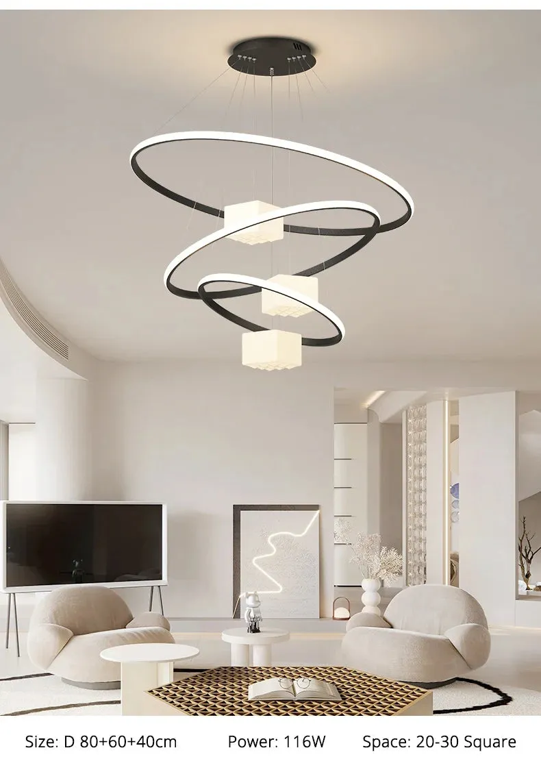 QIYI Korkie White Black Modern LED Chandelier