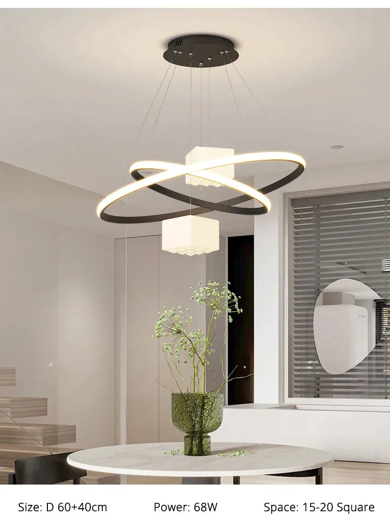 QIYI Korkie White Black Modern LED Chandelier