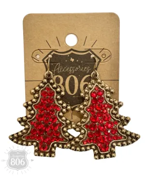 Rhinestone Christmas Tree earrings