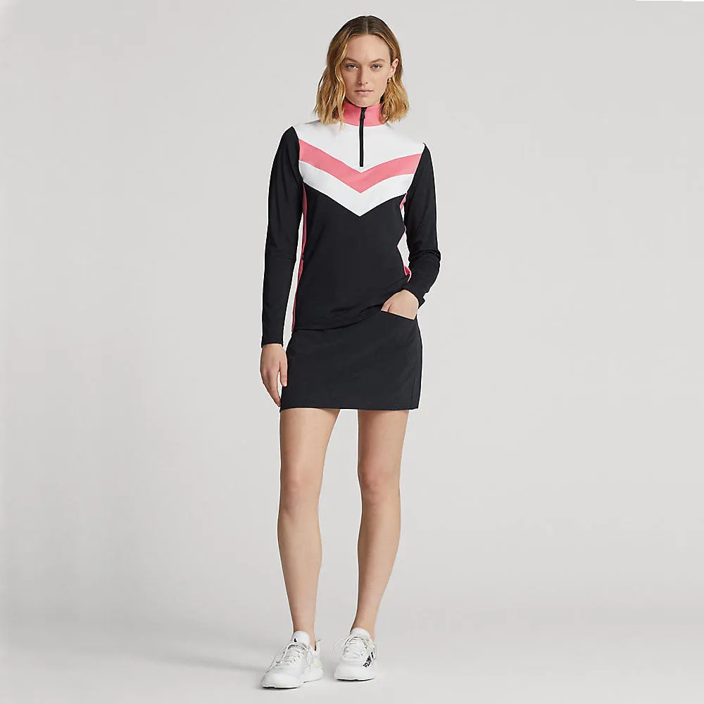 RLX Ralph Lauren Women's Power Stretch 1/4 Zip Pull Over - Polo Black/Desert Rose Multi