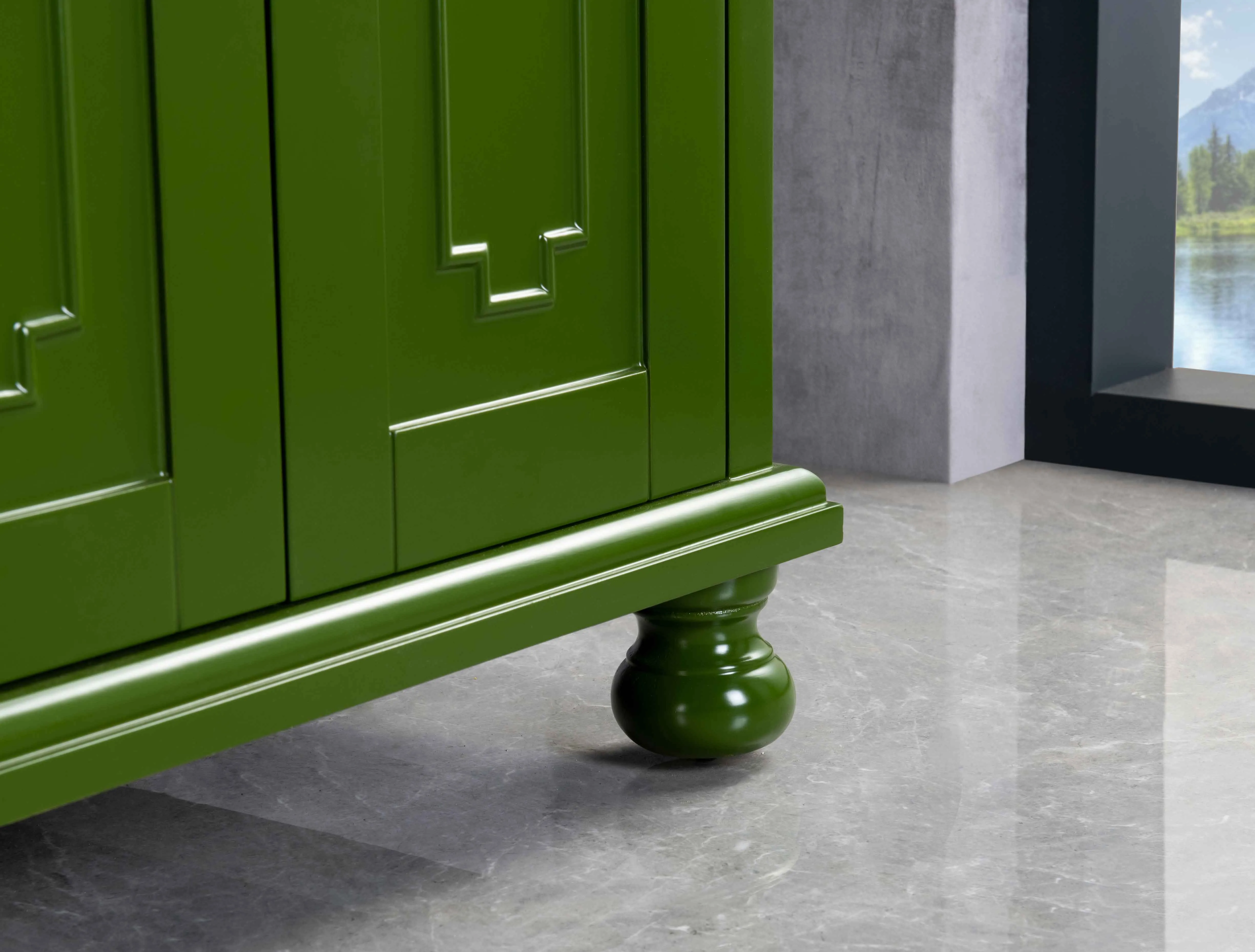 Rubeza 1500mm Pergamum Vanity Unit with Carrara Marble Top - Grass Green & Gold