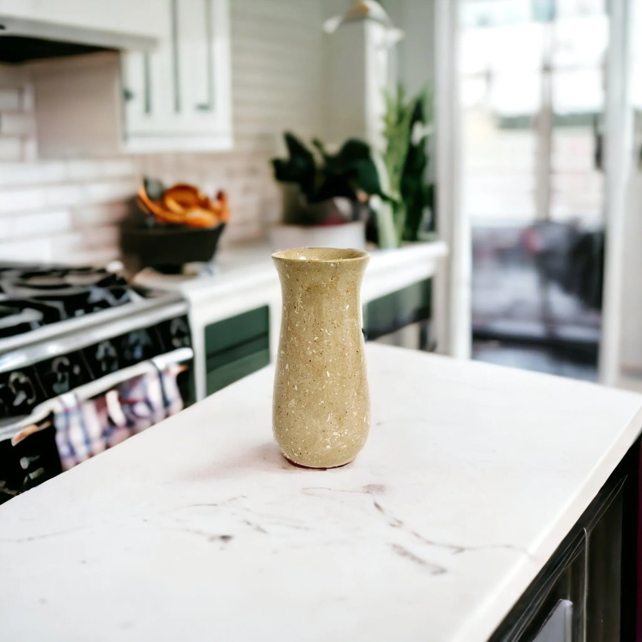 Sahara Beige Marble 9 inch Kitchen Vase