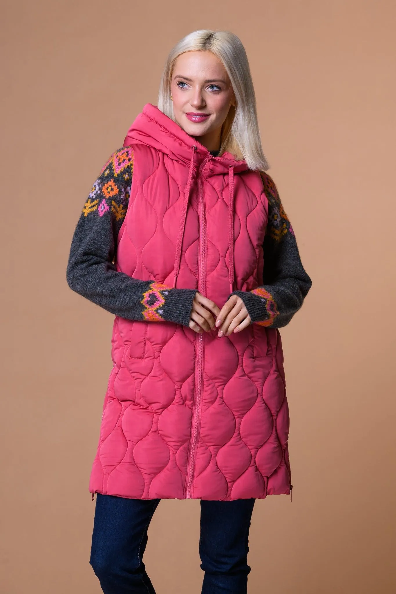 Soft Onion Quilt Gilet-Pink