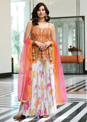 Special Orange Party Festive Palazzo Salwar Suit