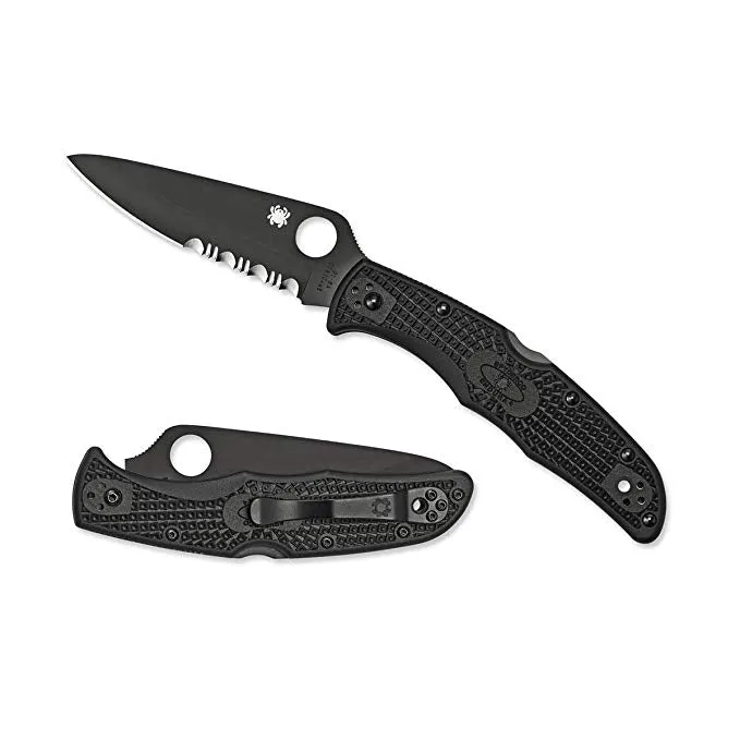 Spyderco Endura 4 Black Blade C10PSBBK Folding Knife - Combo