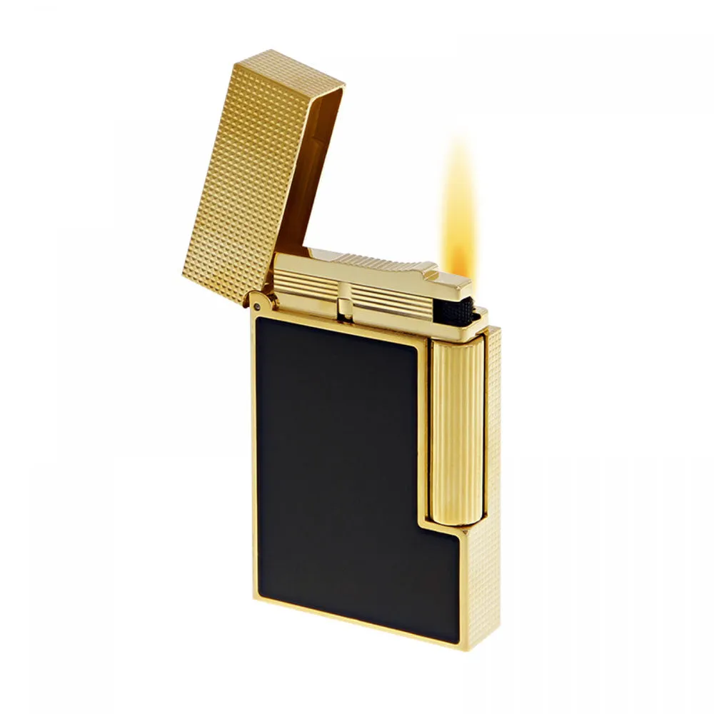 S.T. Dupont Ligne 2 Diamond Head Gold and Black Lacquer Lighter