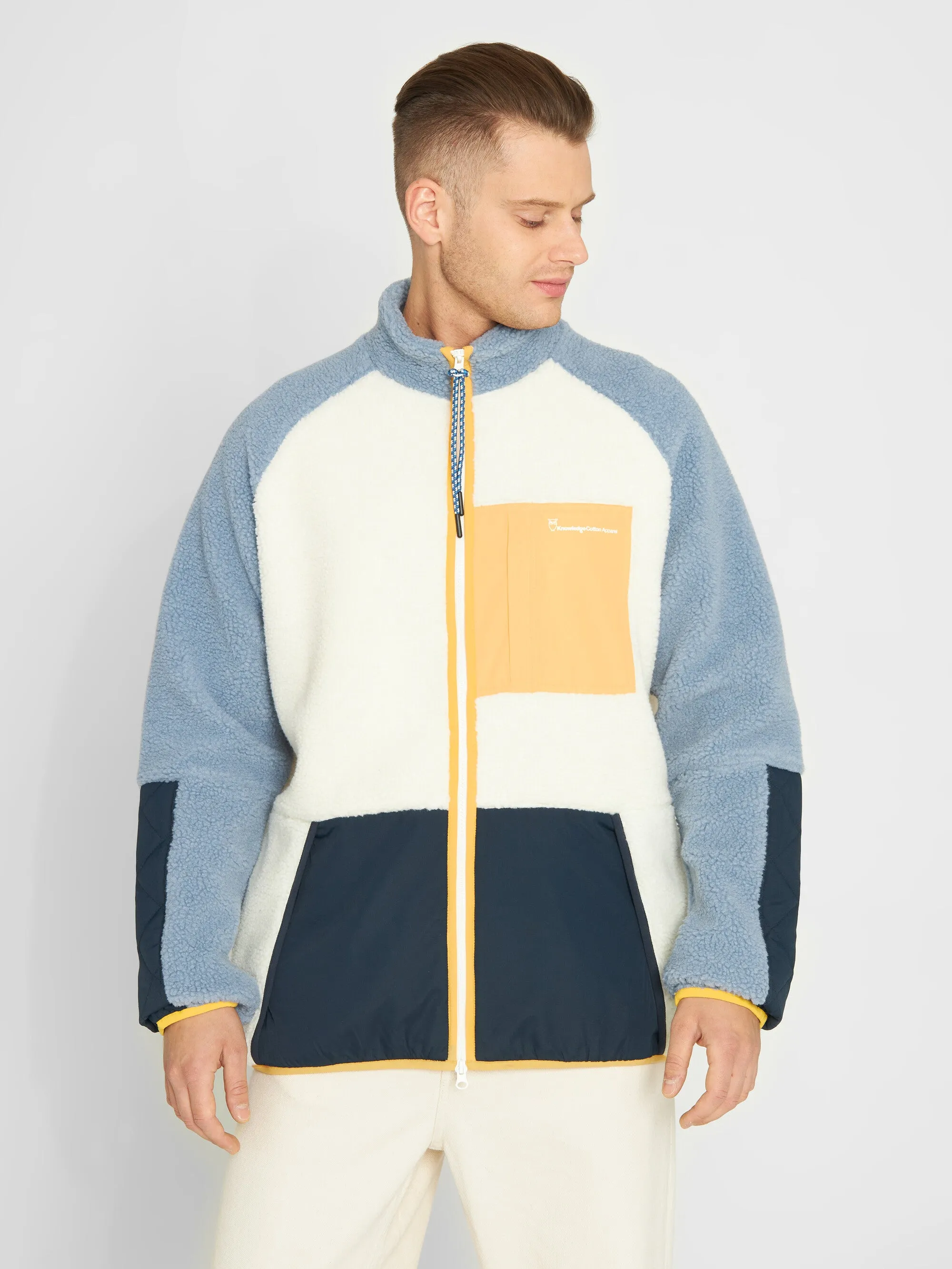 Teddy polyester zip sweat - Egret