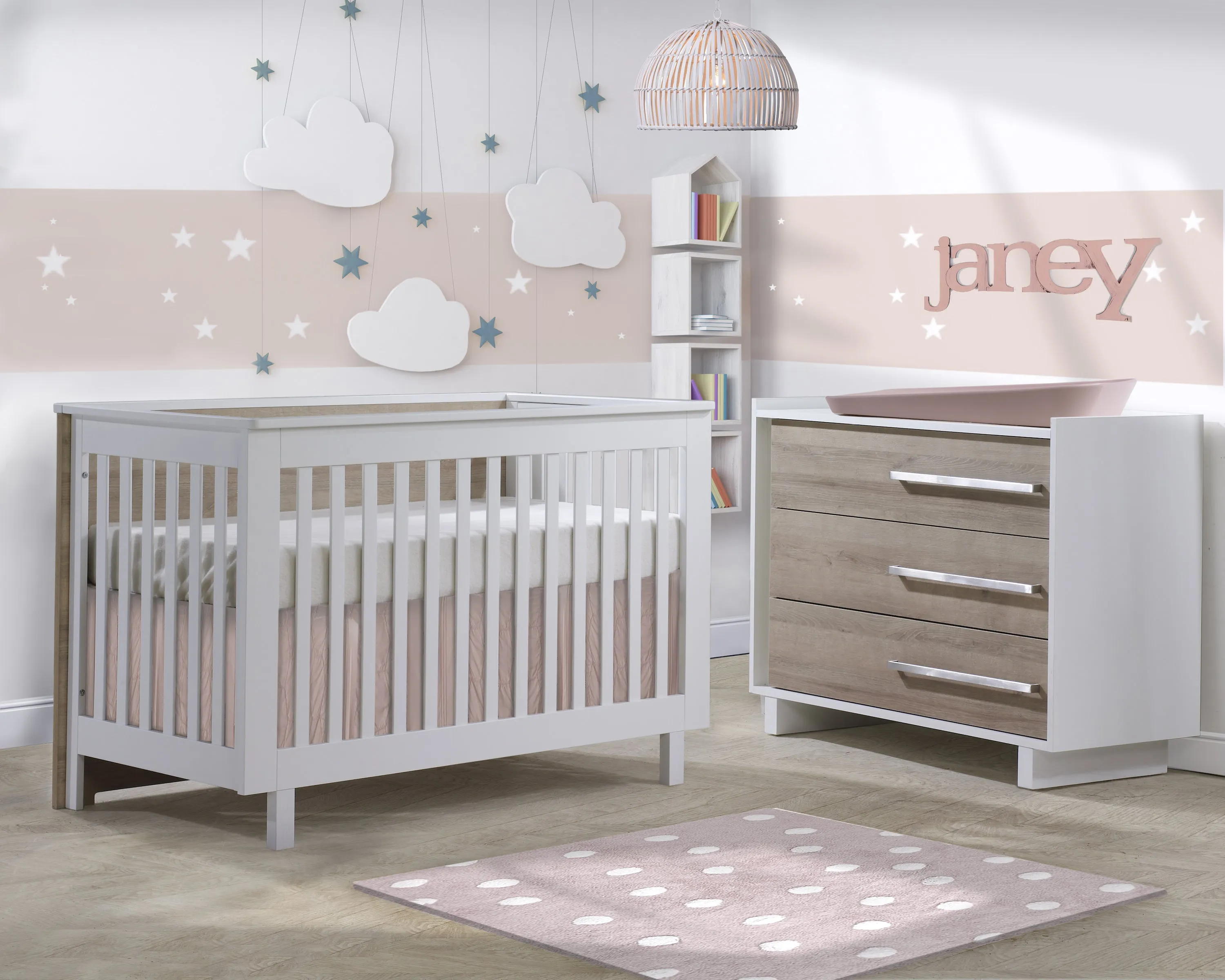 Tulip Urban Collection Convertible Crib and 3 Drawer Dresser XL 2-Piece Set