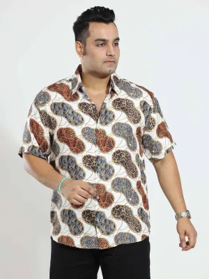 Wild Steps Printed Silk Half Shirt Men's Plus Size