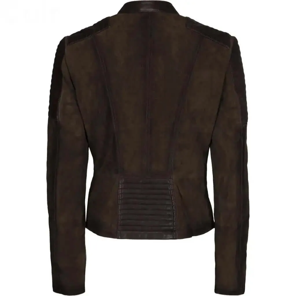 Women's Brown Goat Suede Biker Jacket | Stylish Outerwear