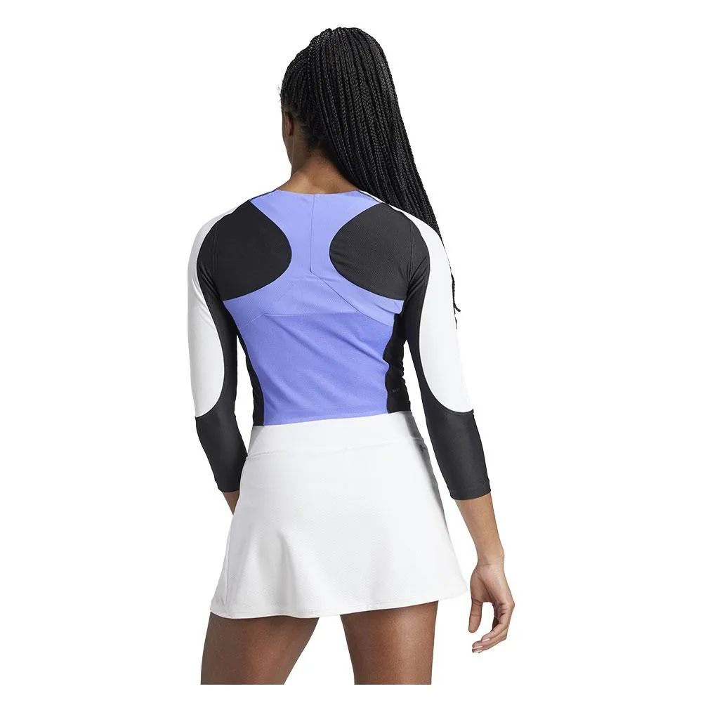 Womens Heat.RDY 3/4 Long Sleeve Tennis Top Cobalt Blue and Black