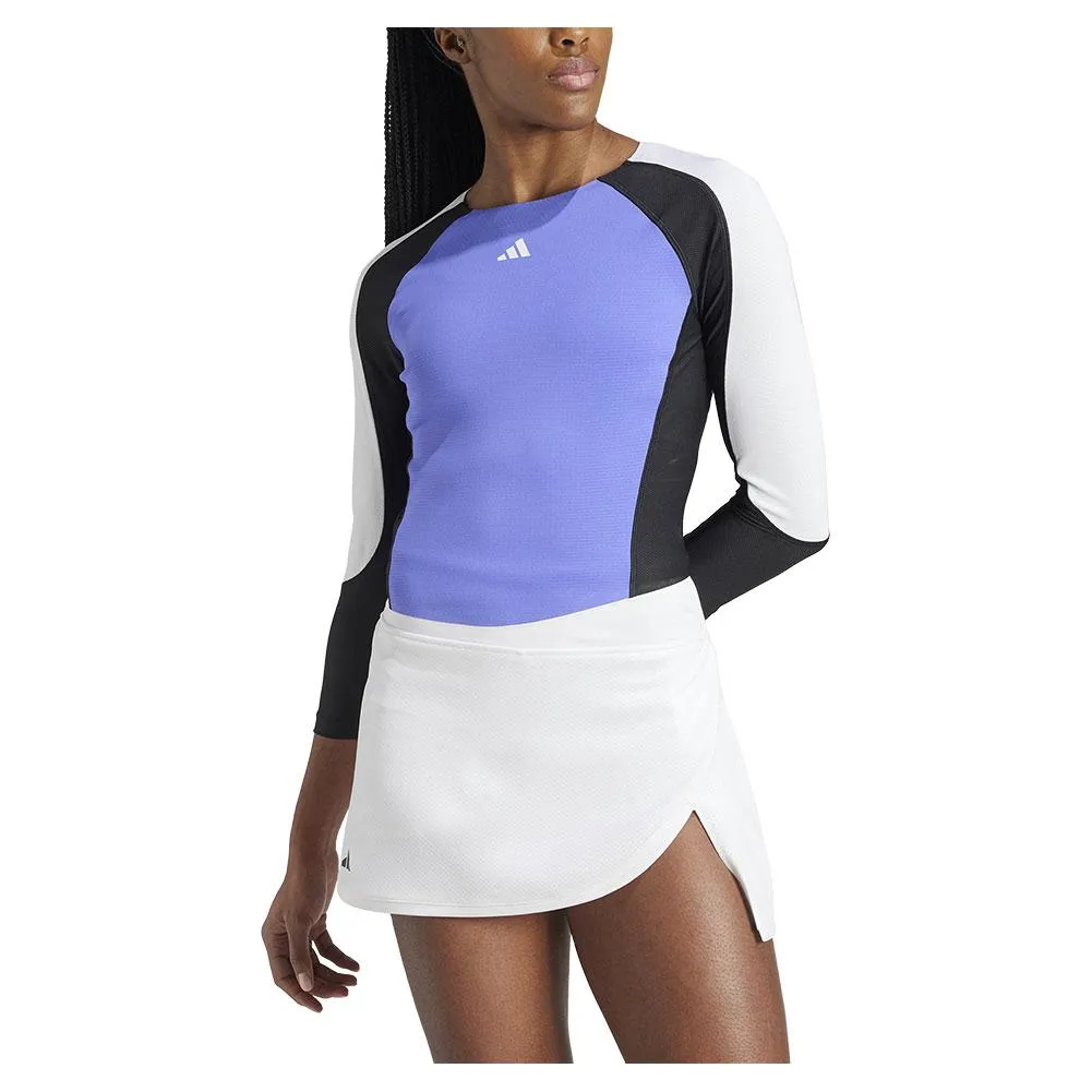 Womens Heat.RDY 3/4 Long Sleeve Tennis Top Cobalt Blue and Black